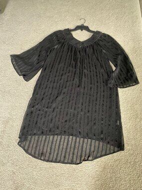 Seersucker Bell Sleeve Sheer  Cover-Up Dress Size Medium